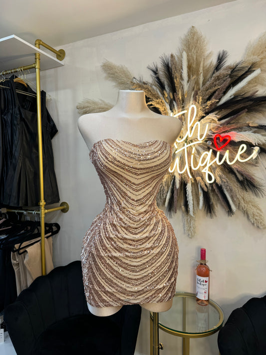 Rose gold sequin dress