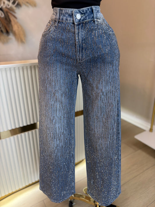 Waterfall rhinestone jeans