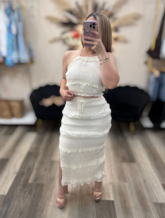 Cream ruffle set