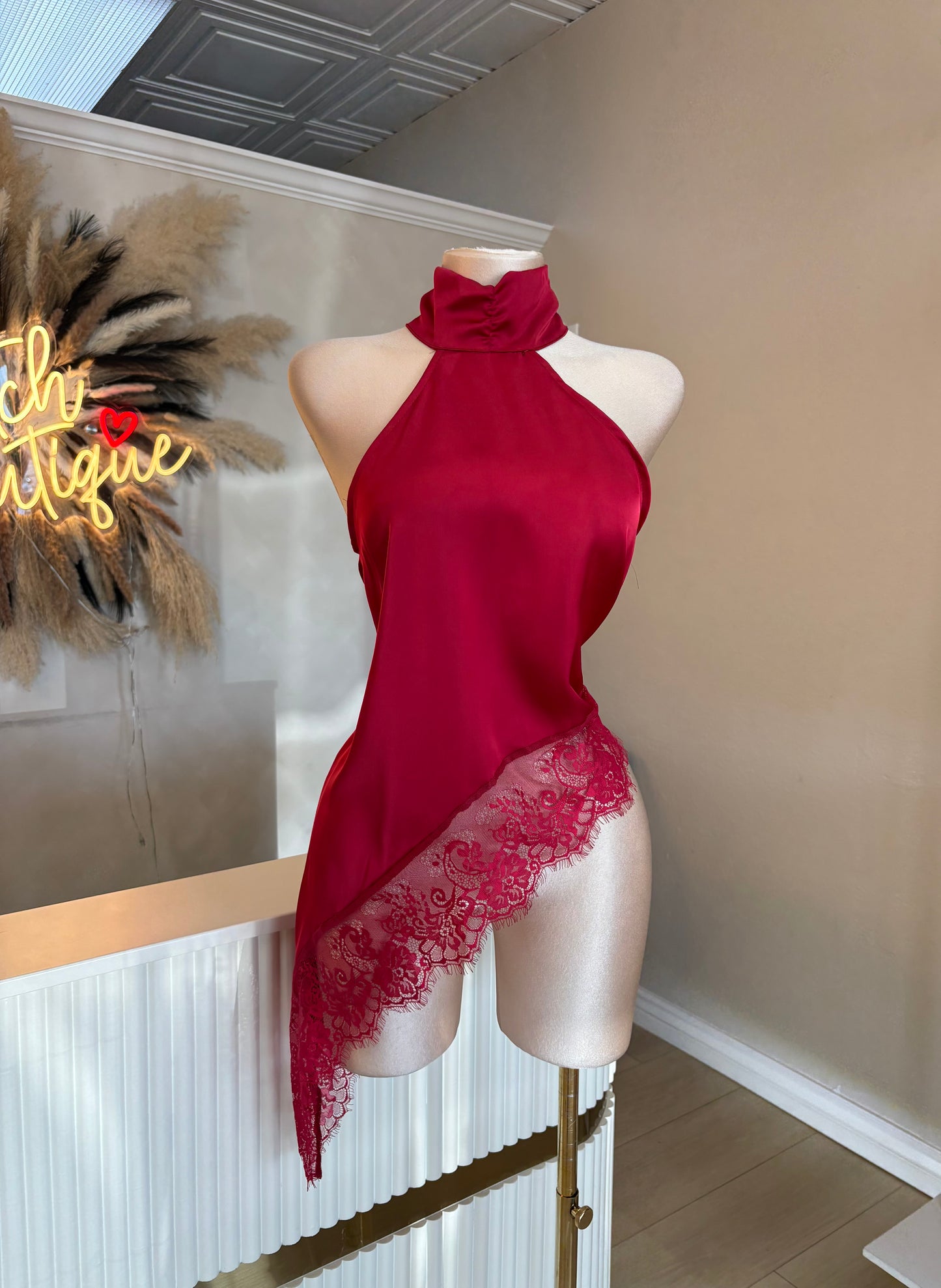 Cherry red asymmetrical top