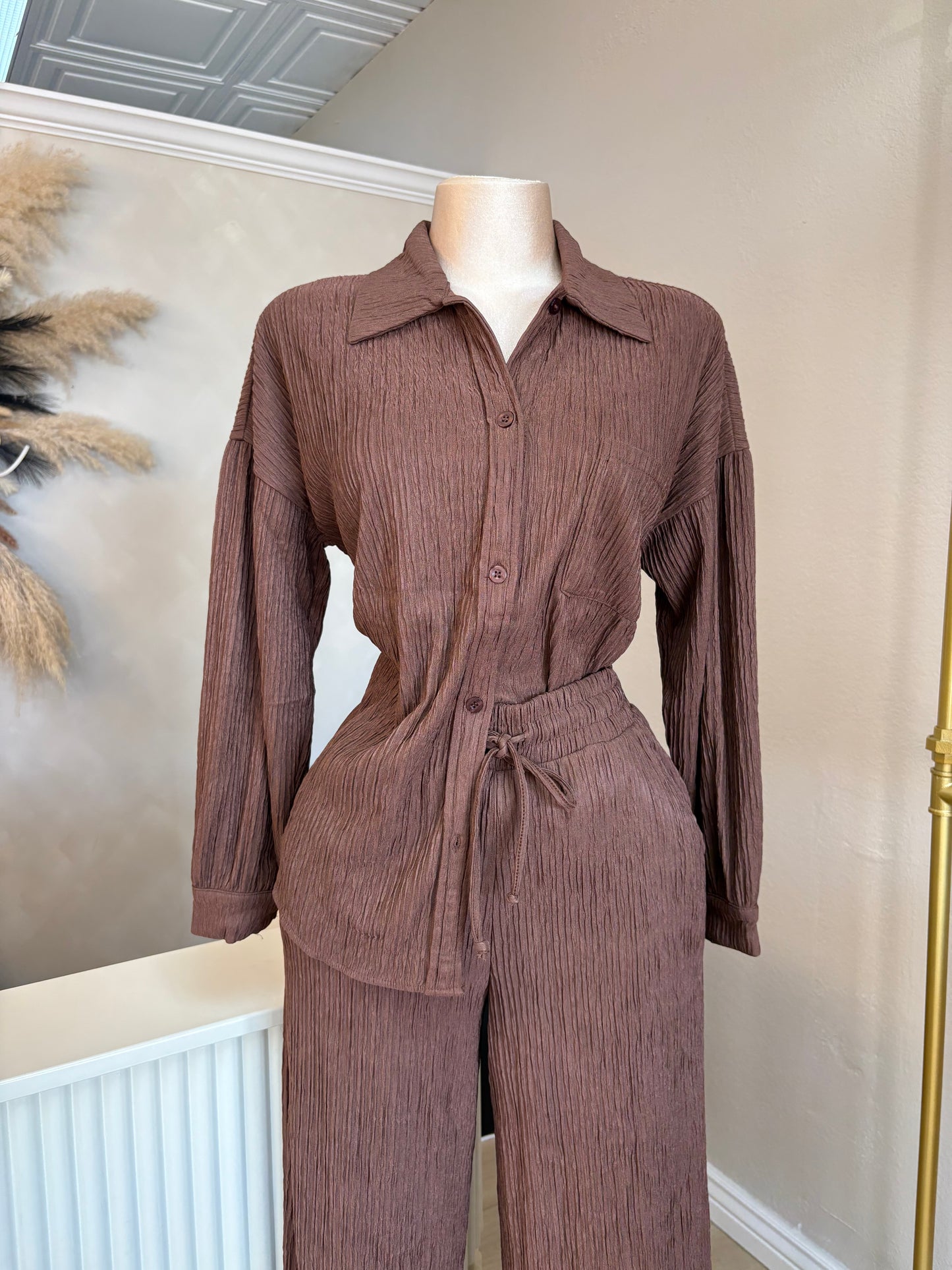 Button up crinkle set (2 colors)