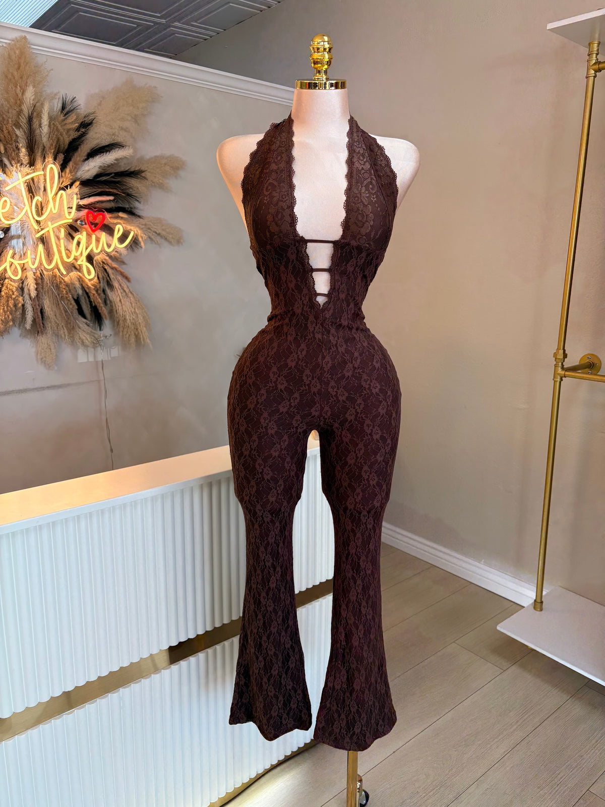 Lace flare jumpsuit