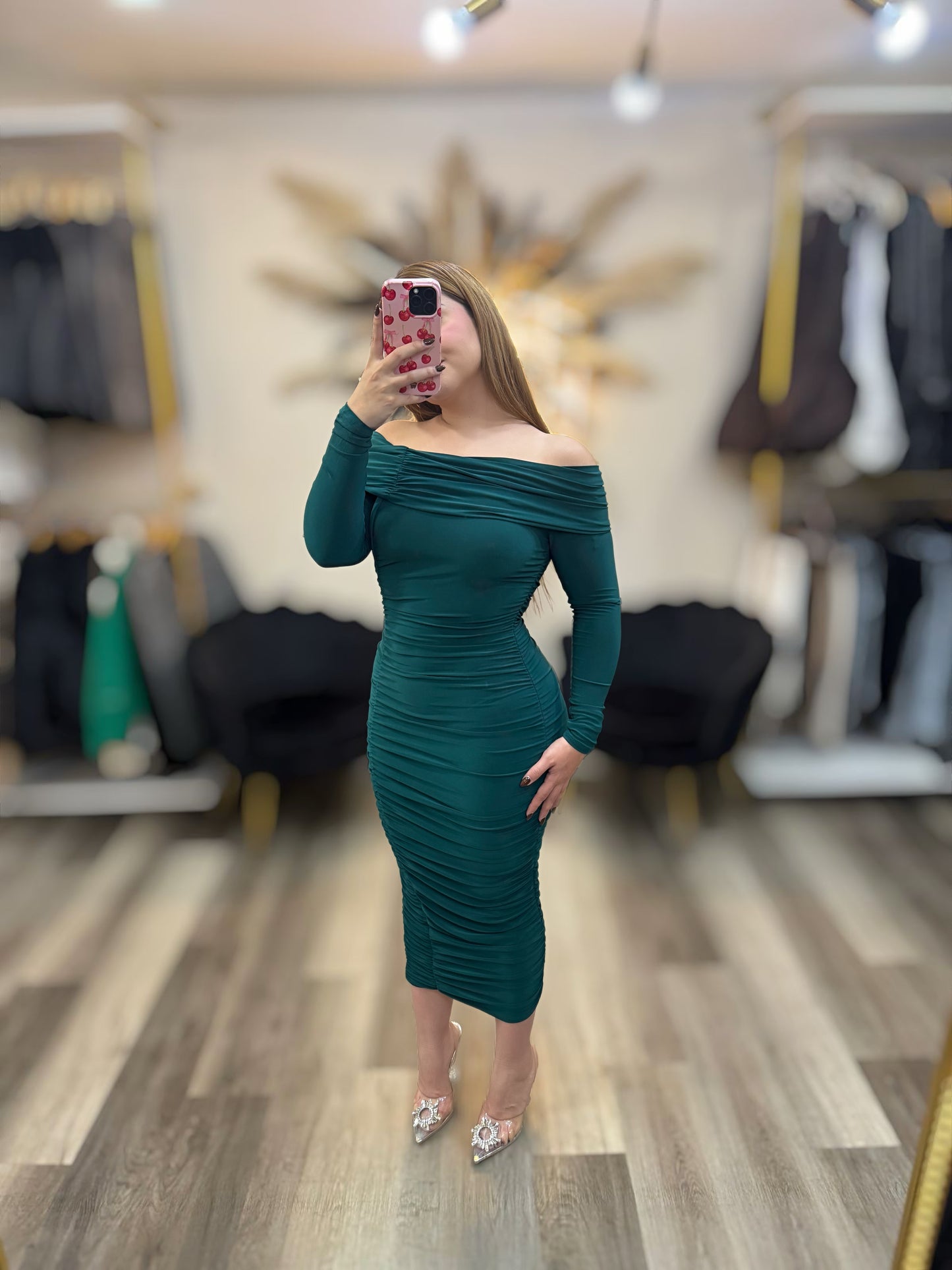 Festive midi dress (hunter green)