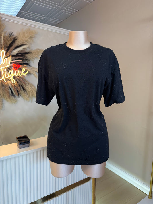Rhinestone oversized tee (black)