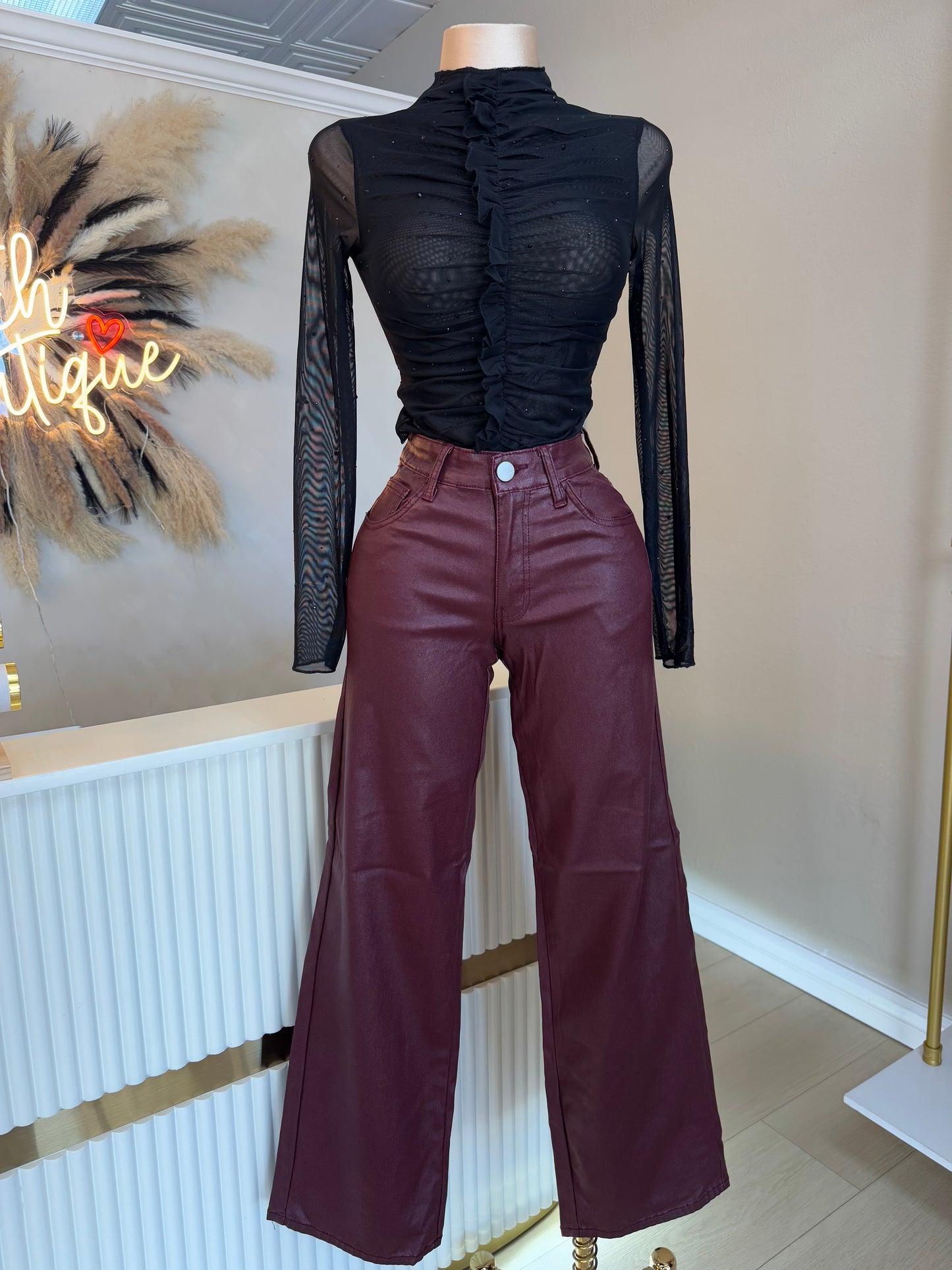 Black mesh rhinestone top