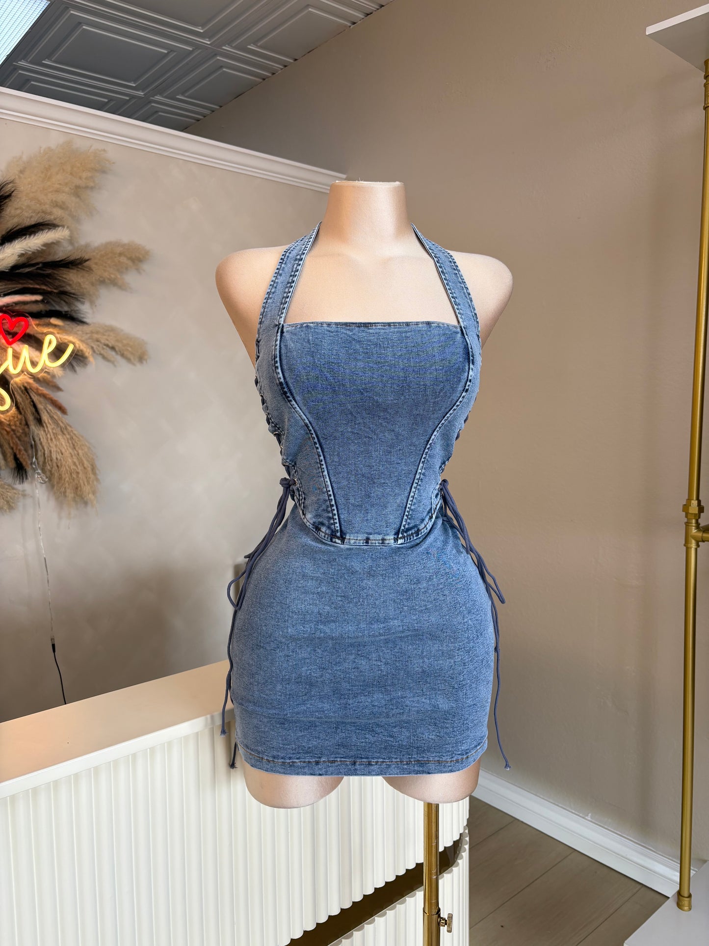 Corset denim dress
