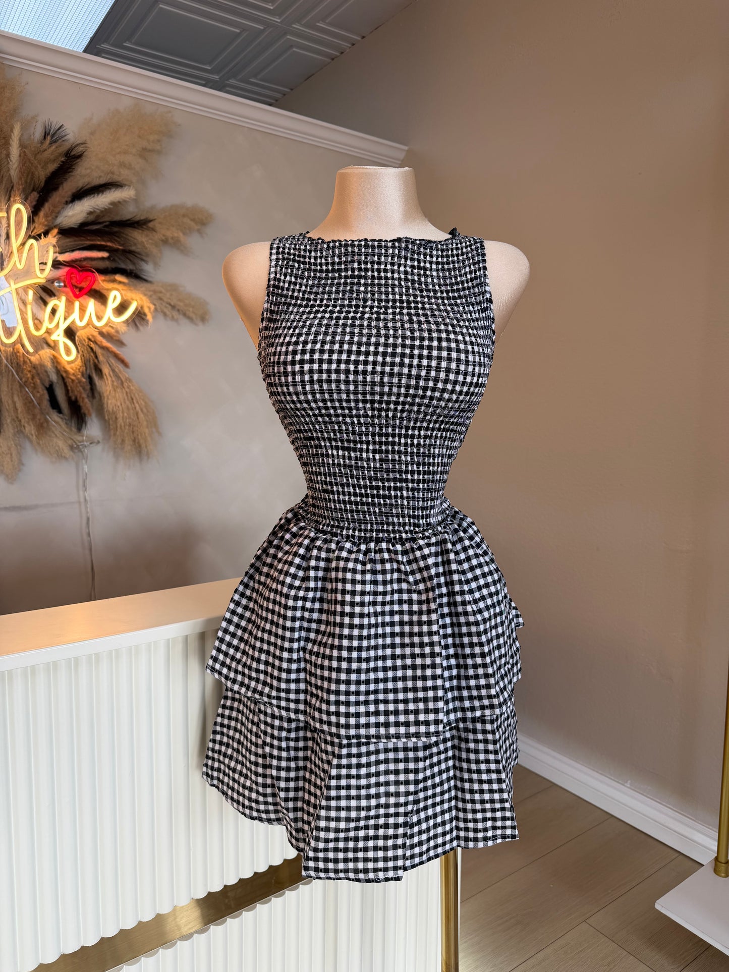 Gingham ruffle dress