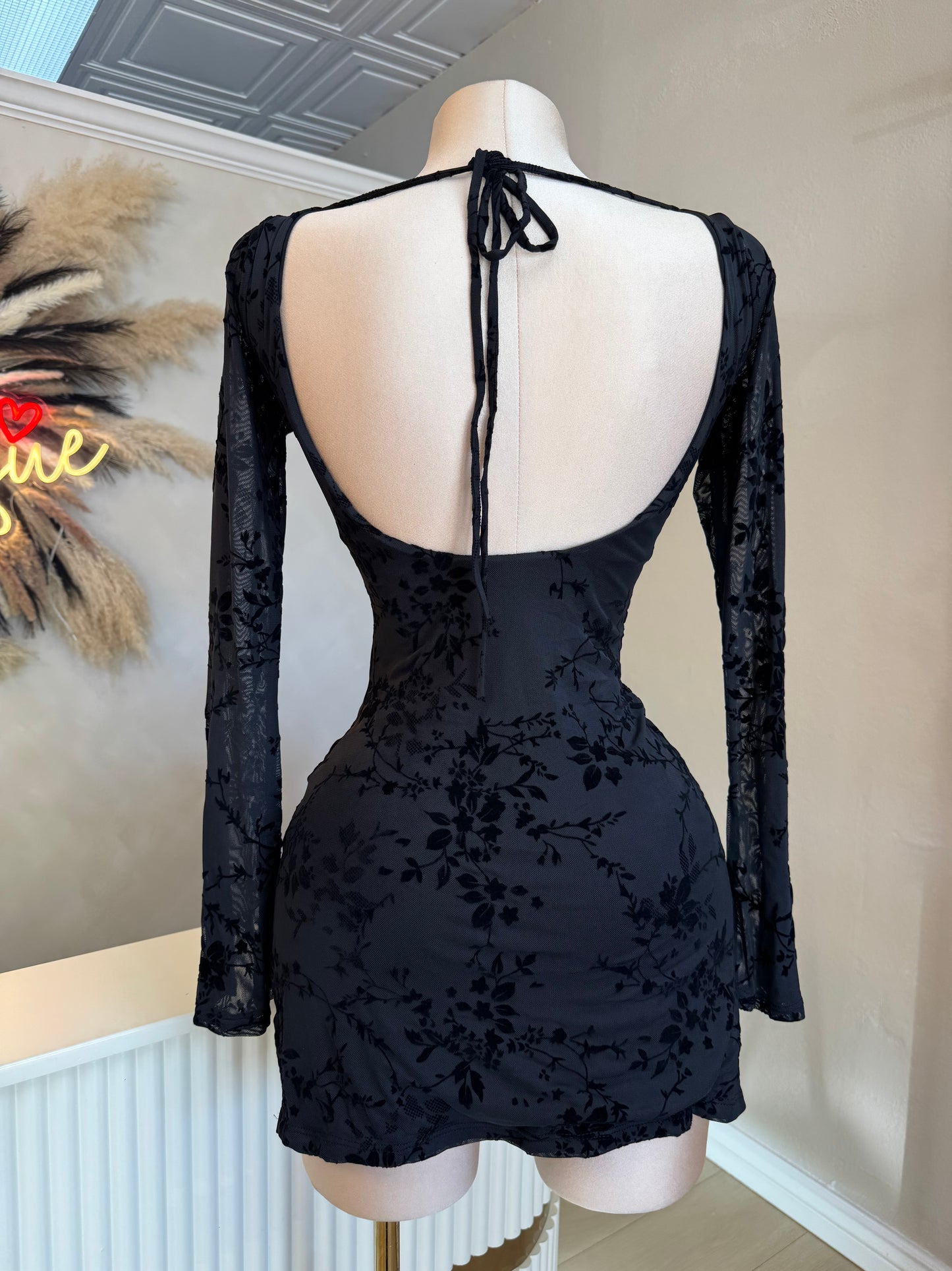 Lace contrast dress (black)