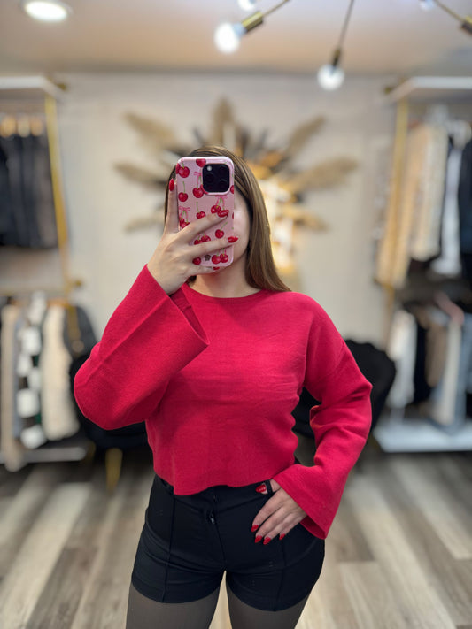 Cherry red knitted sweater