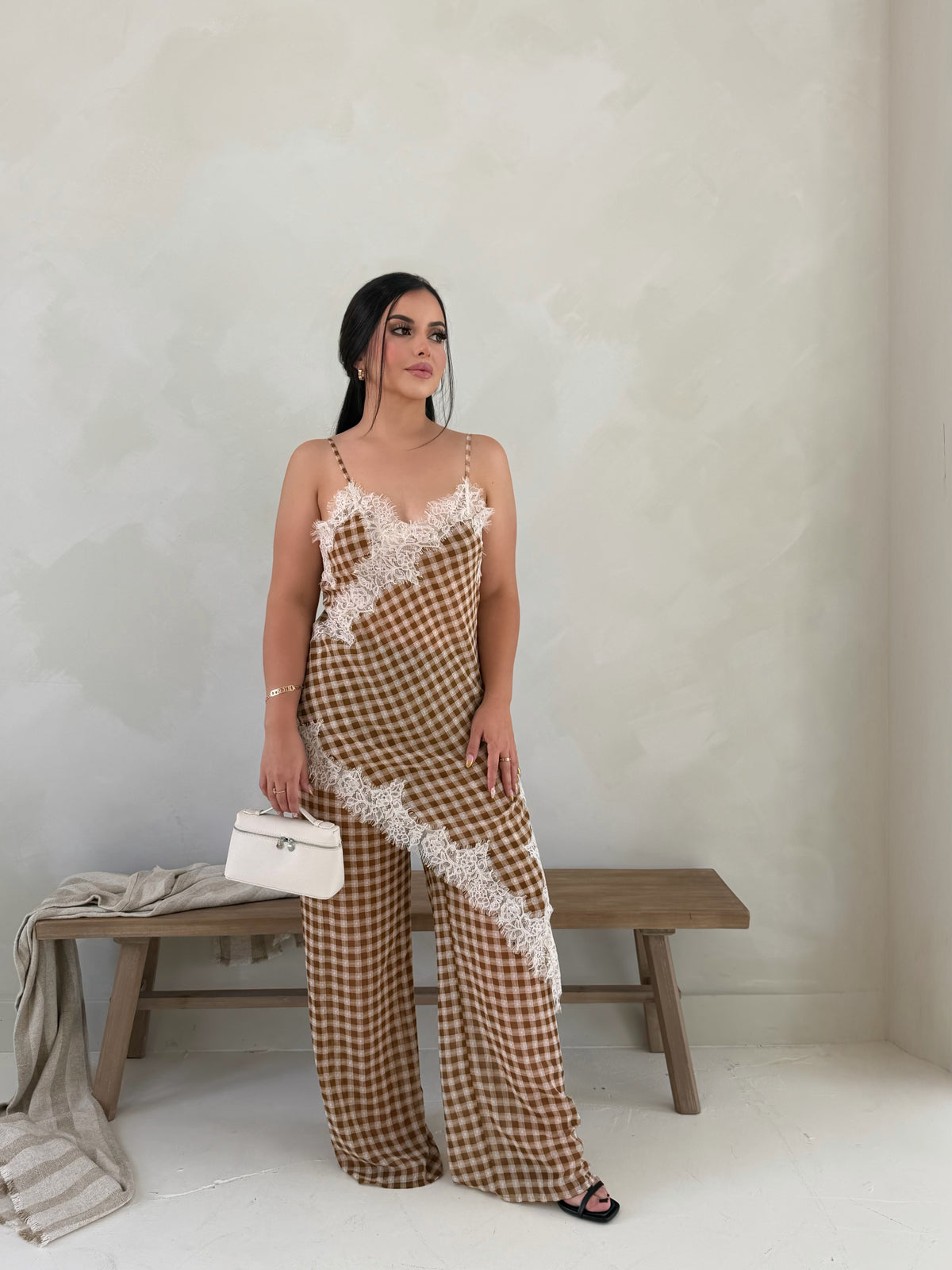Gingham asymmetrical set