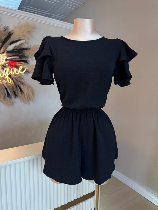 Black casual romper