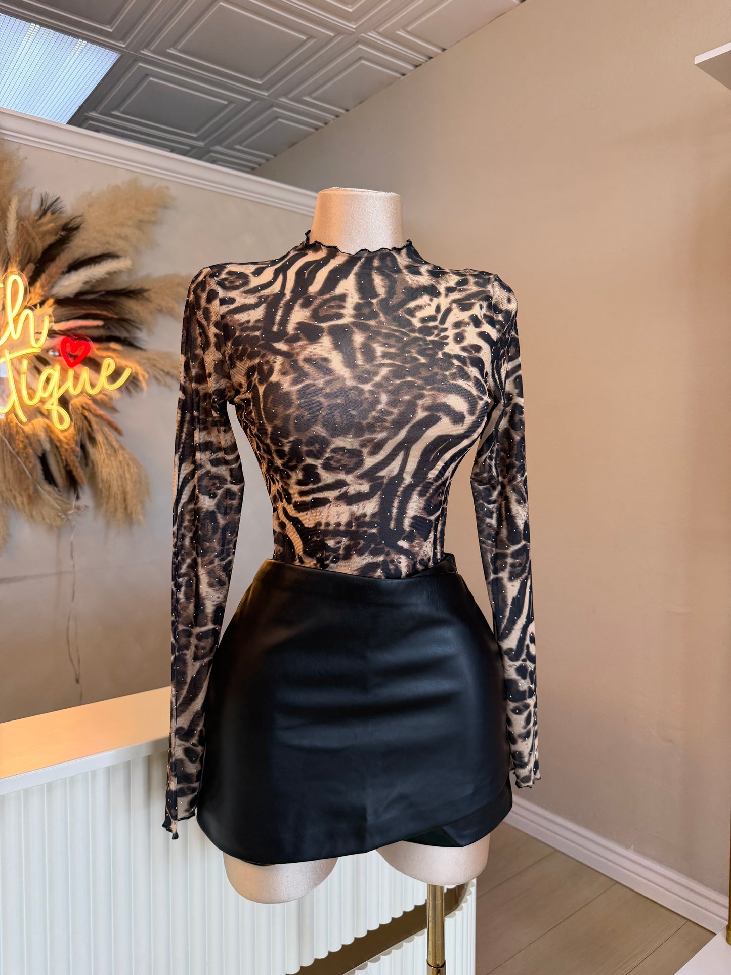 Camila rhinestone mesh top