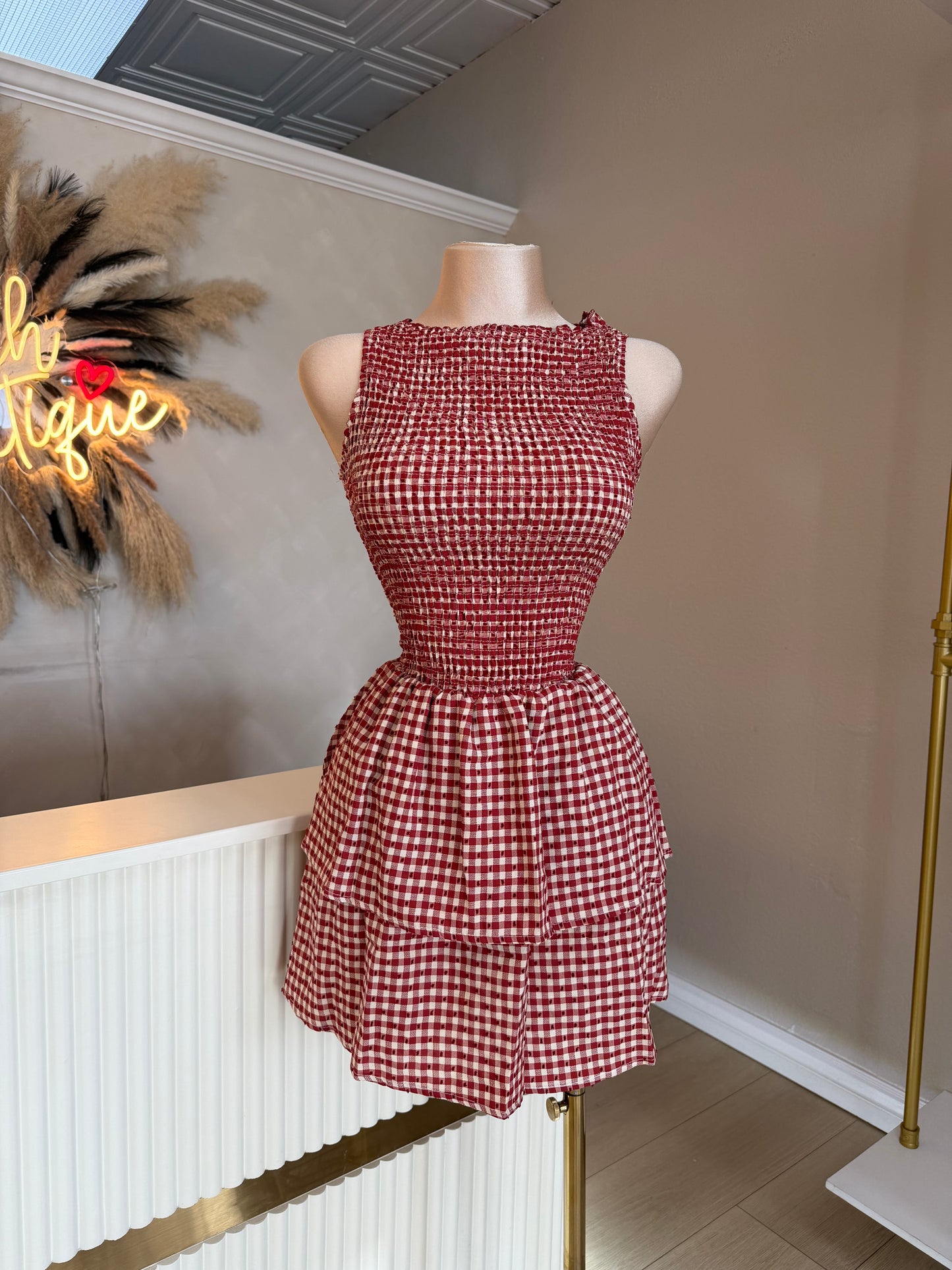 Gingham ruffle dress