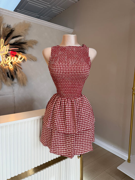Gingham ruffle dress