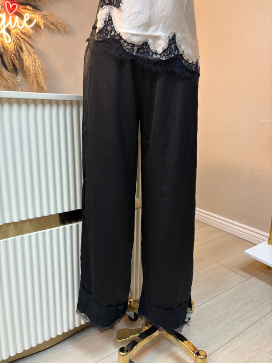 Satin lace pants