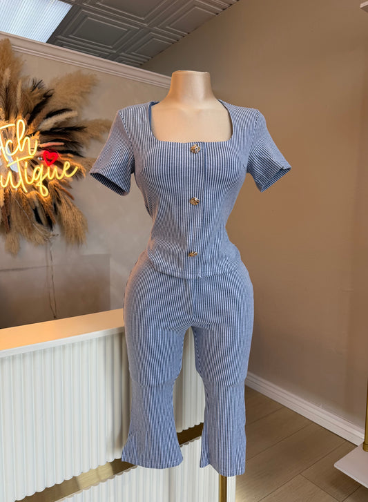 Blue stripe Capri set