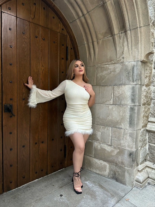 Shine in sequin dress (off white)