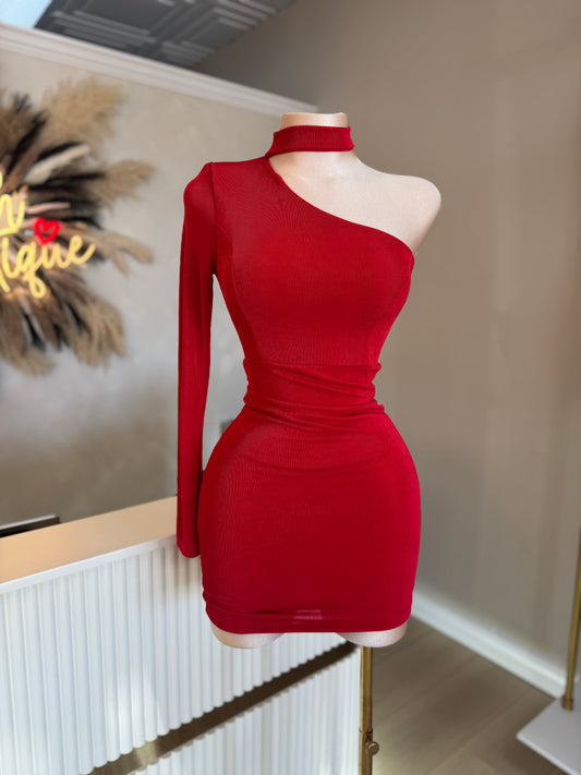 One shoulder dress (red)