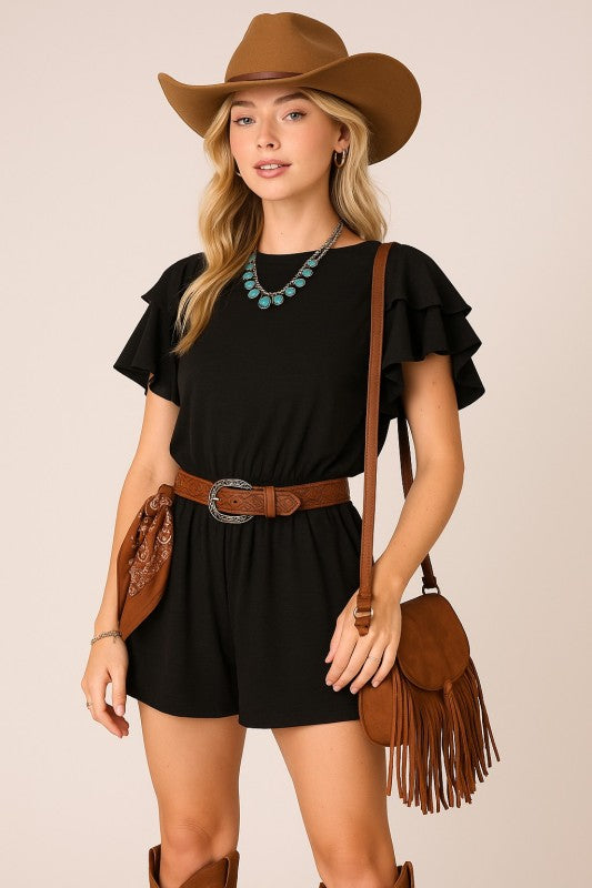 Black casual romper