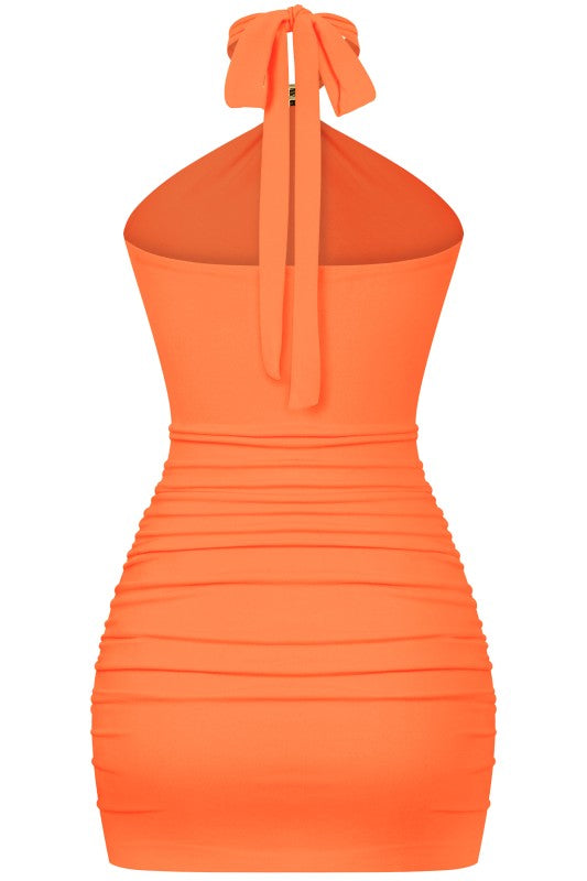 Tangerine halter dress