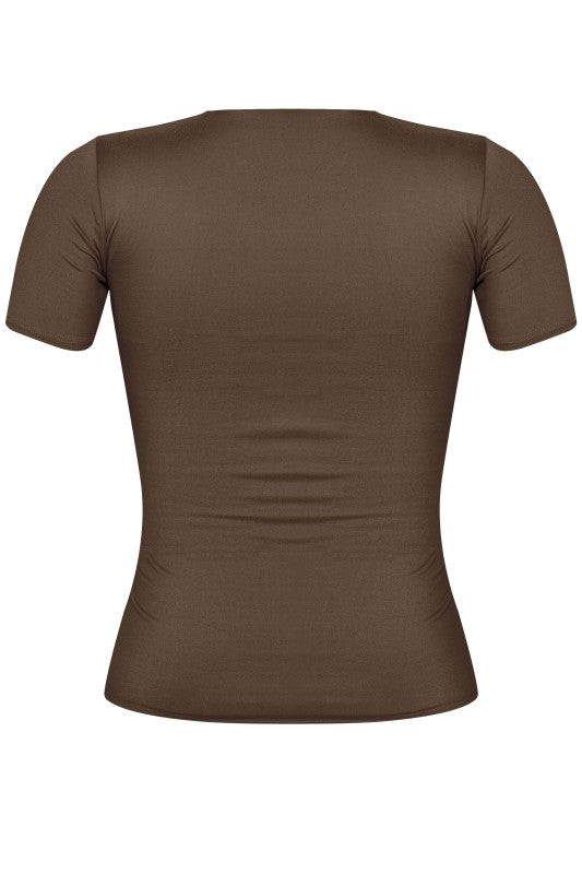 Basic silky short sleeve top