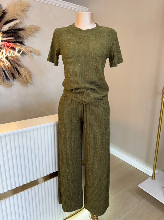 Rhinestone crinkle set (olive green)