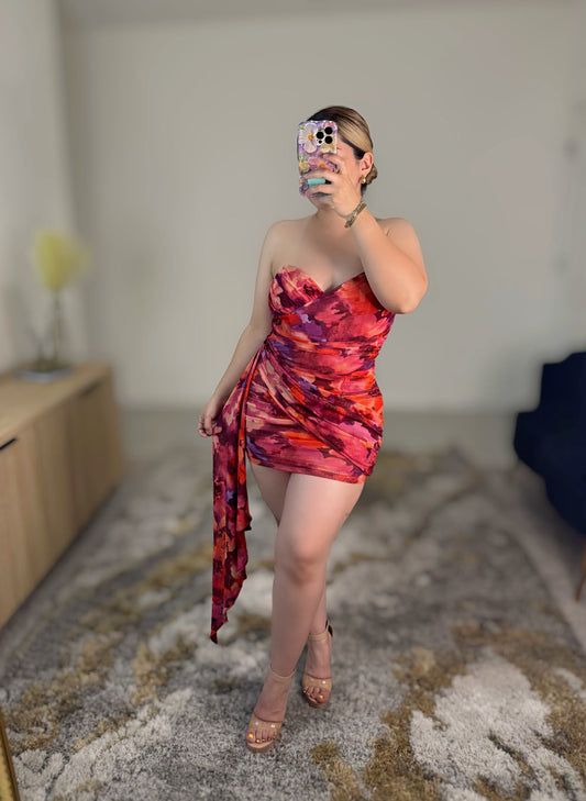 Blooming season side tassel dress