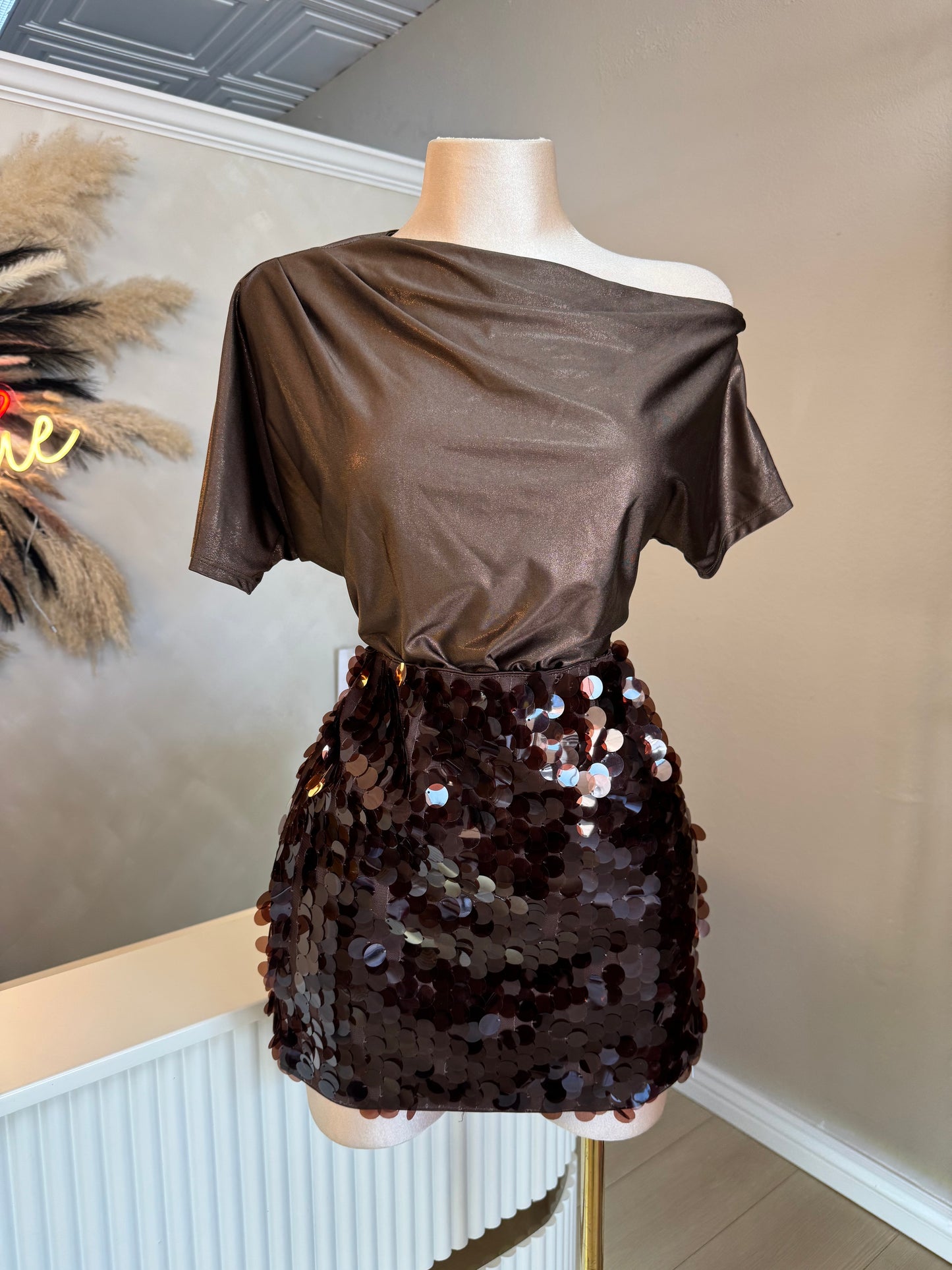 Festive off shoulder flowy top