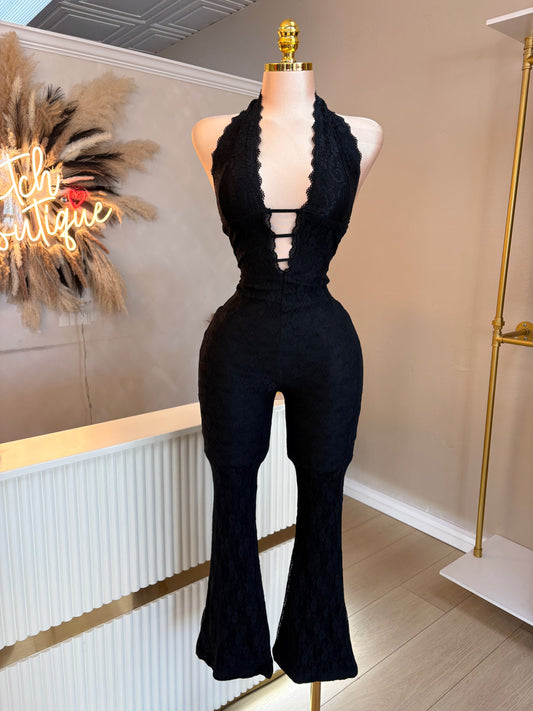 Lace flare jumpsuit