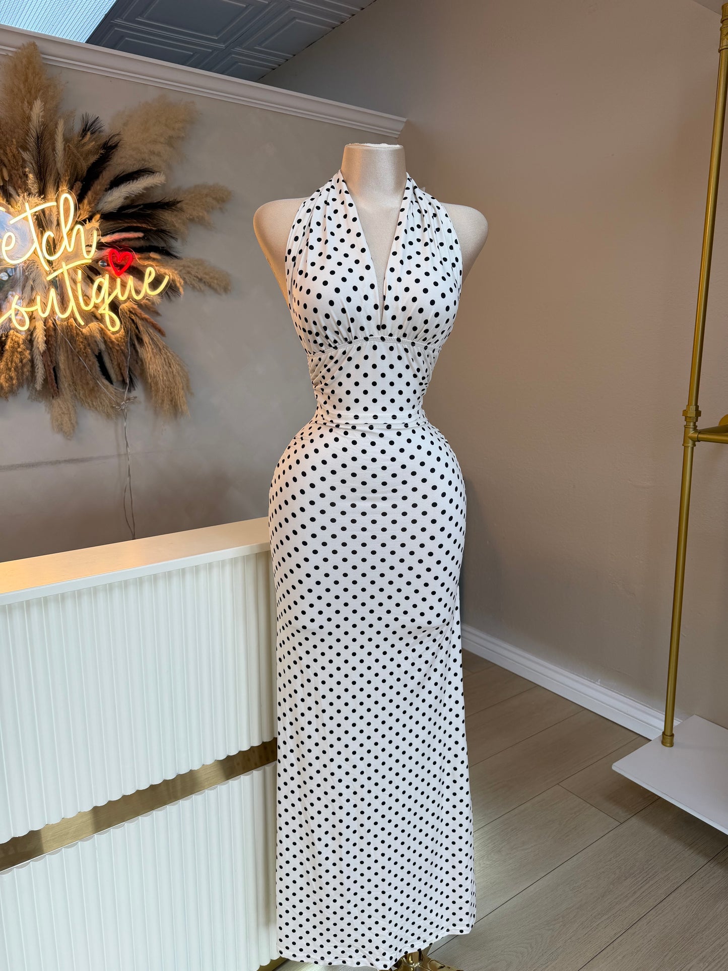 Polka dot halter skirt set