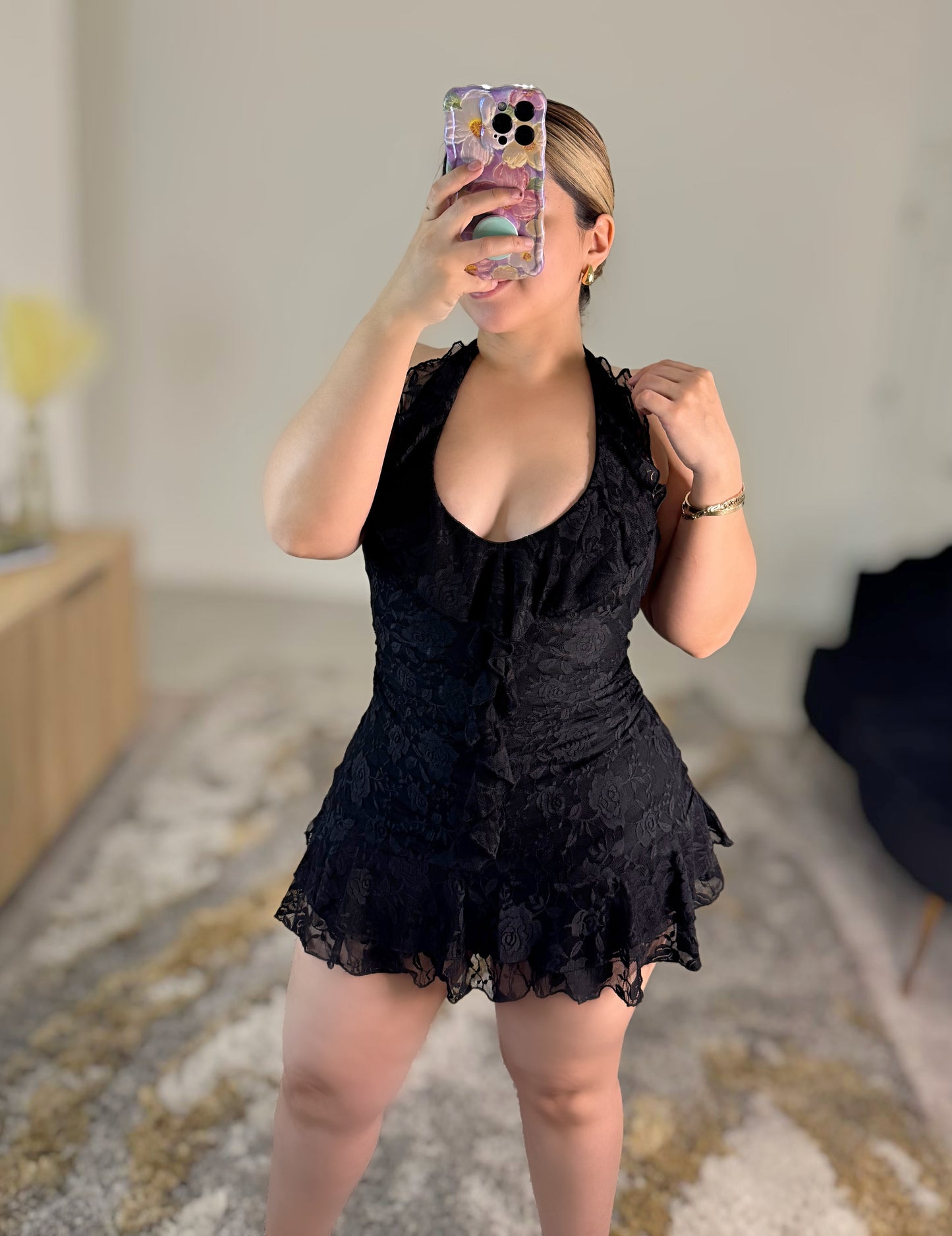 Black lace flowy dress