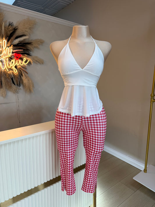Red gingham Capri leggings