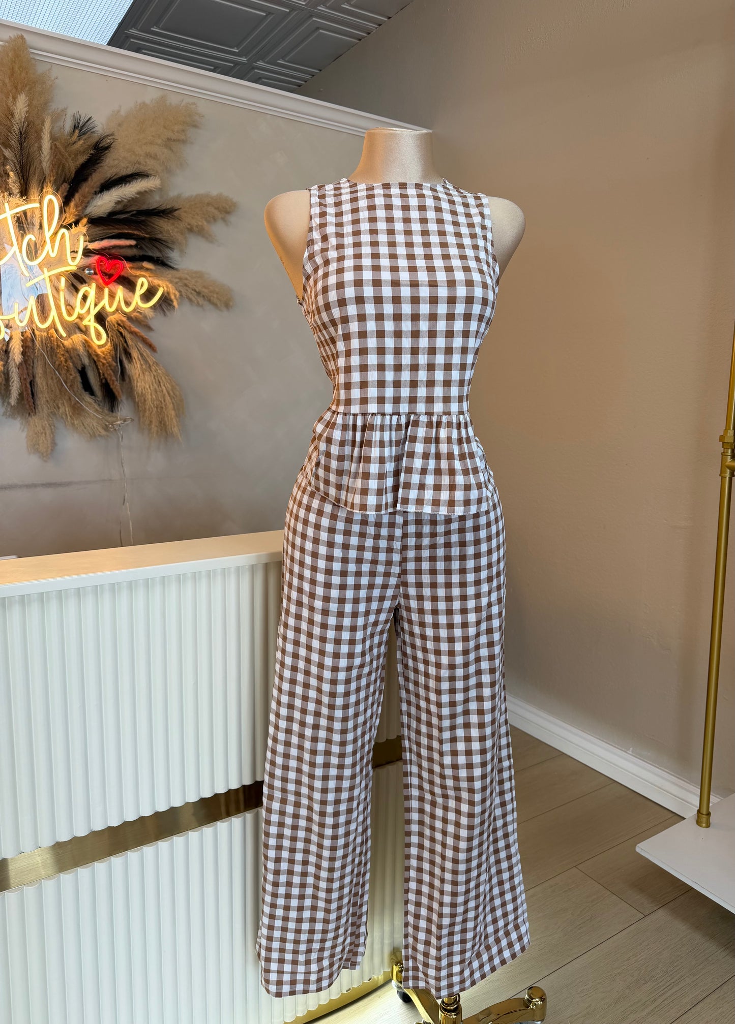 Gingham ruffle pants set (2 colors)