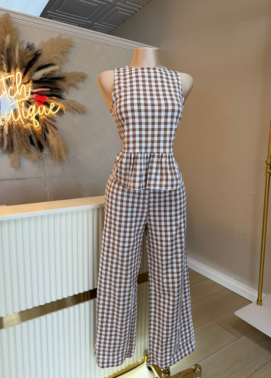 Gingham ruffle pants set (2 colors)