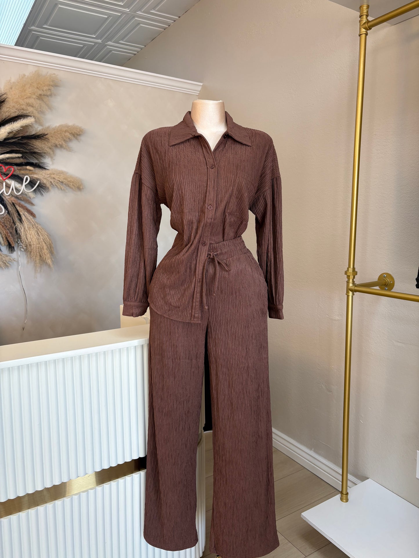 Button up crinkle set (2 colors)