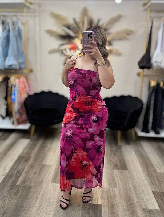 Pink blossom maxi dress