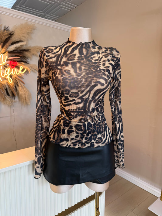 Camila rhinestone mesh top