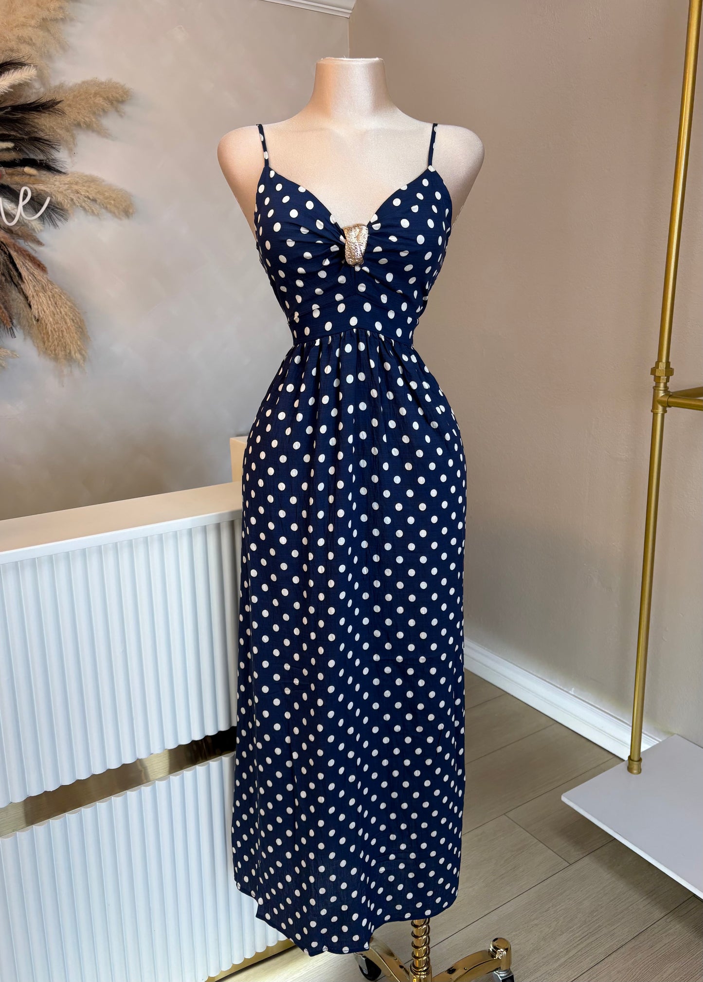 Navy polka dot dress