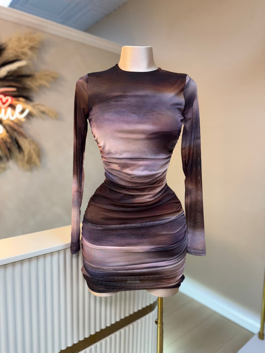 Mesh marble print dress