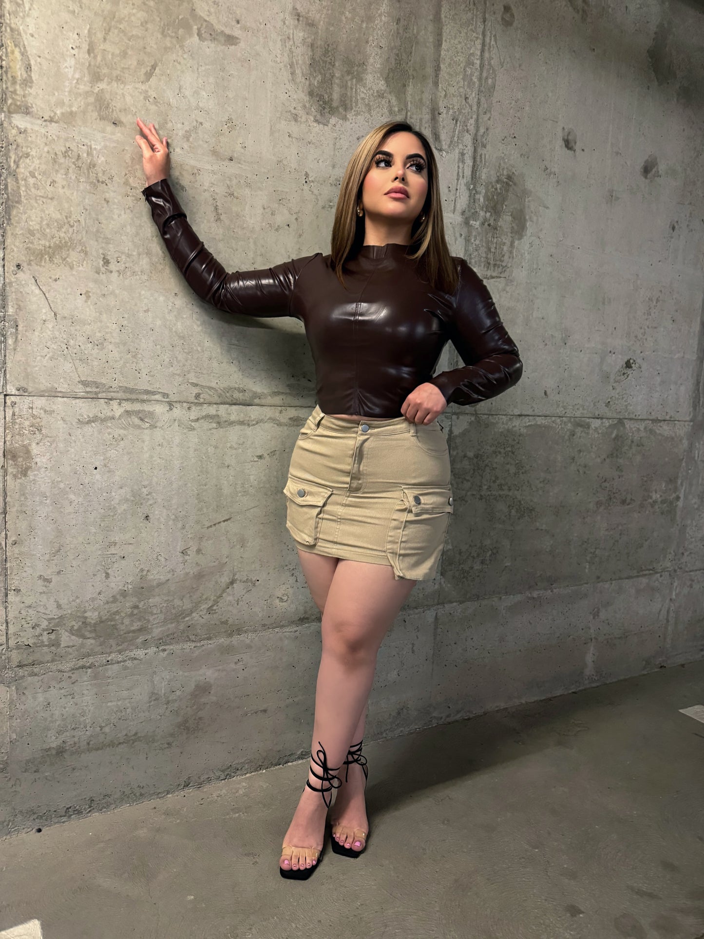 Khaki cargo skirt