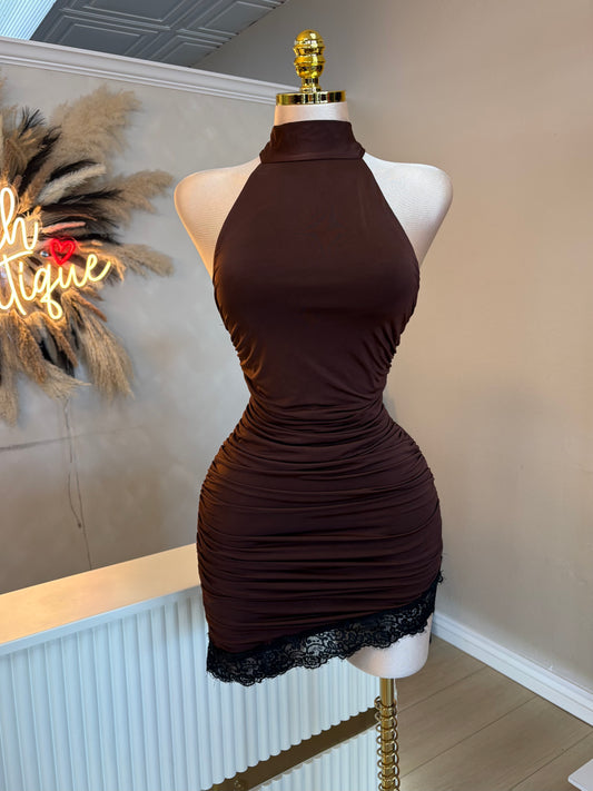Nicole asymmetrical dress bottom lace detail