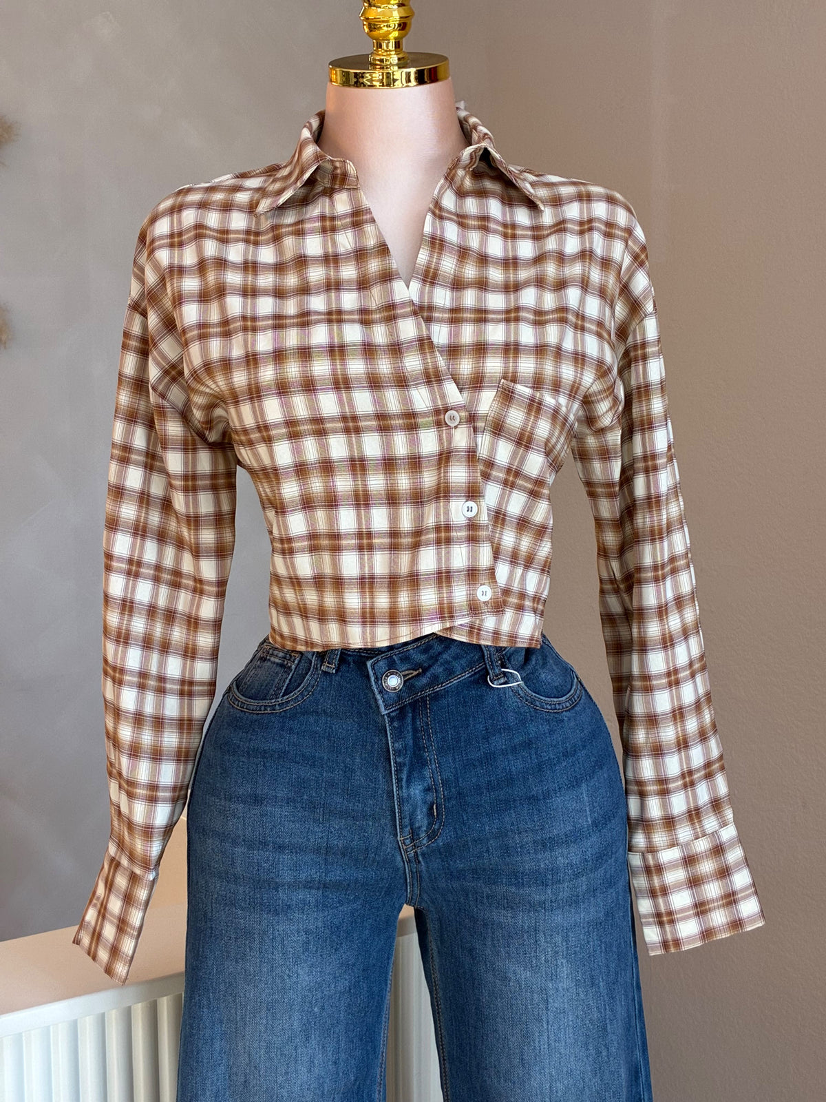 Asymmetrical plaid top (2 colors)
