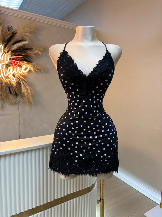 Melany polka dot dress (black:white)