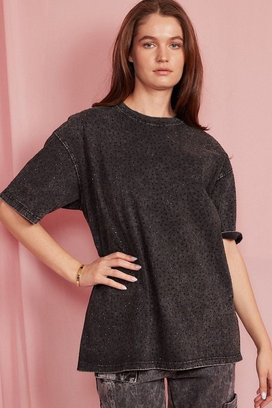 Rhinestone oversized tee