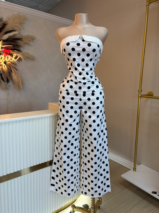 Polka dot denim pants (2 colors)