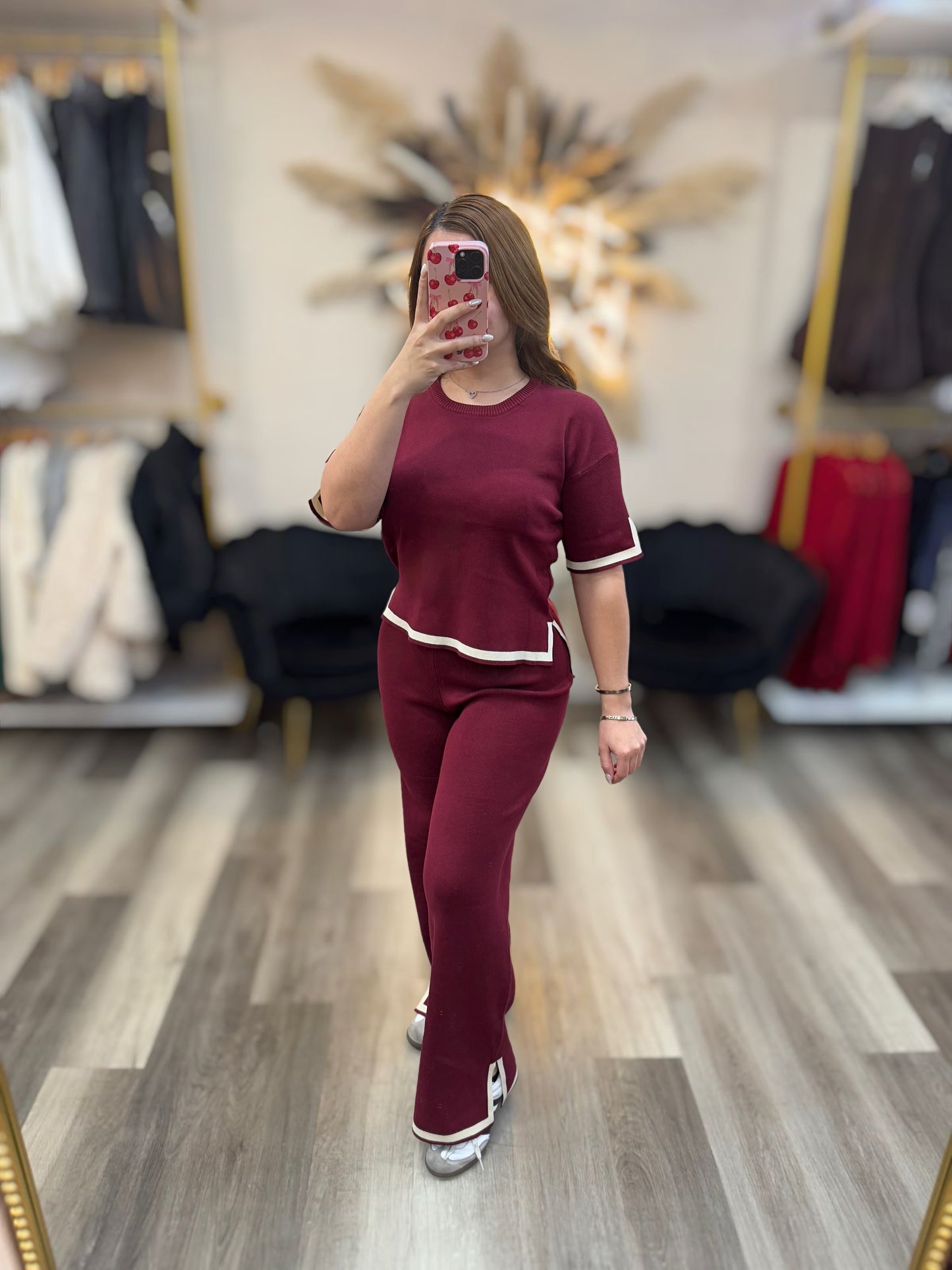 Burgundy knitted set