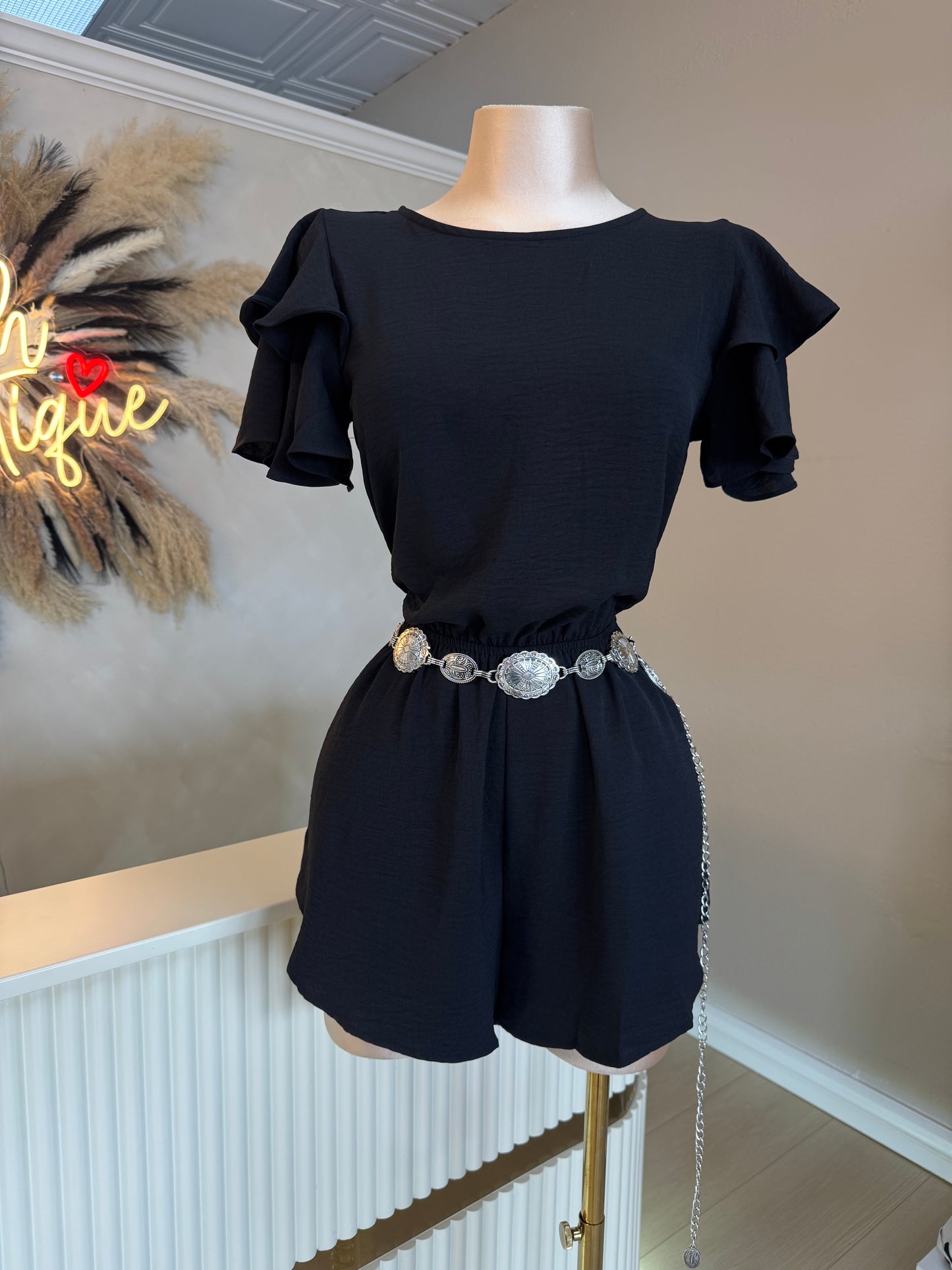 Black casual romper