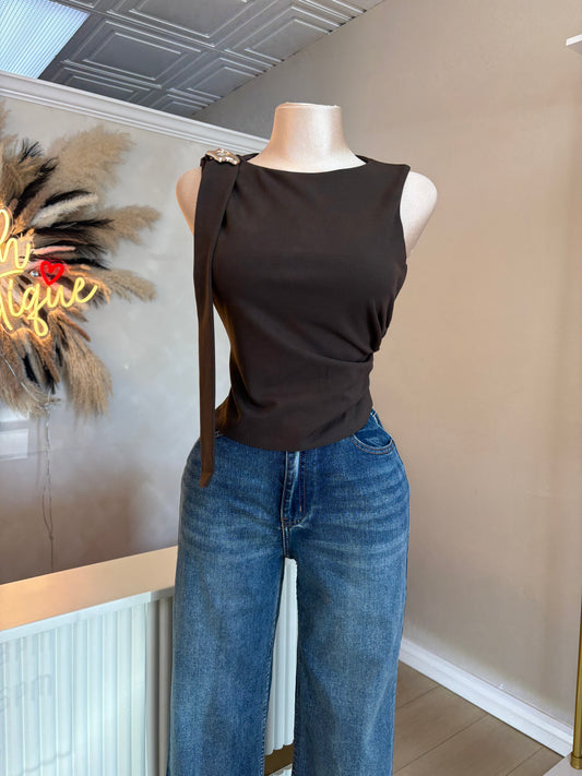 Gold detail mocha top