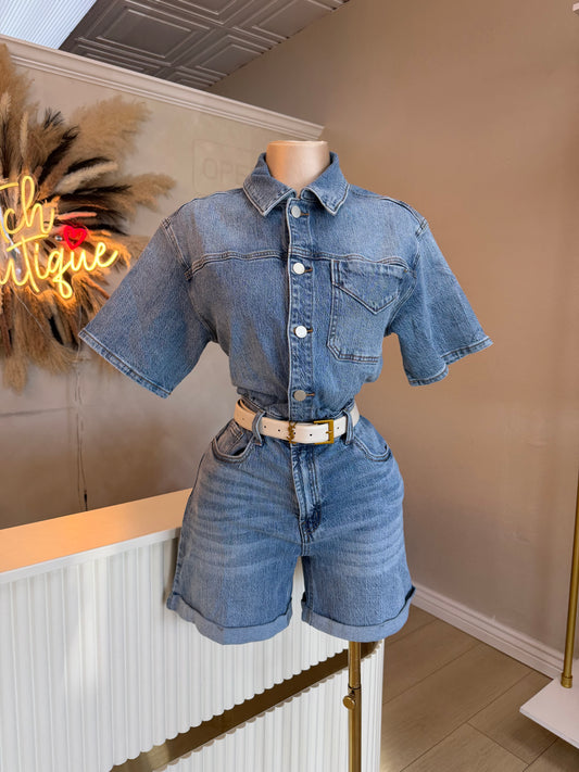 Denim Bermuda romper
