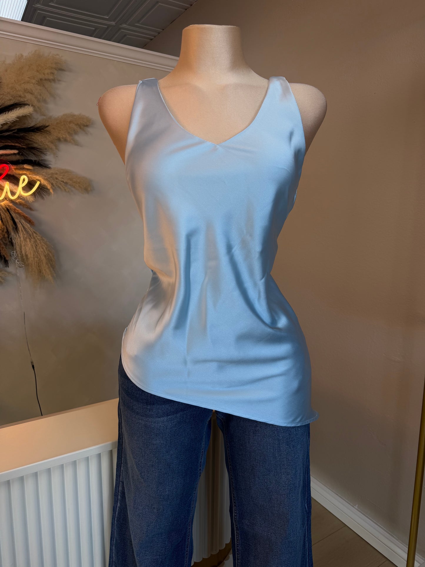 Asymmetrical satin top